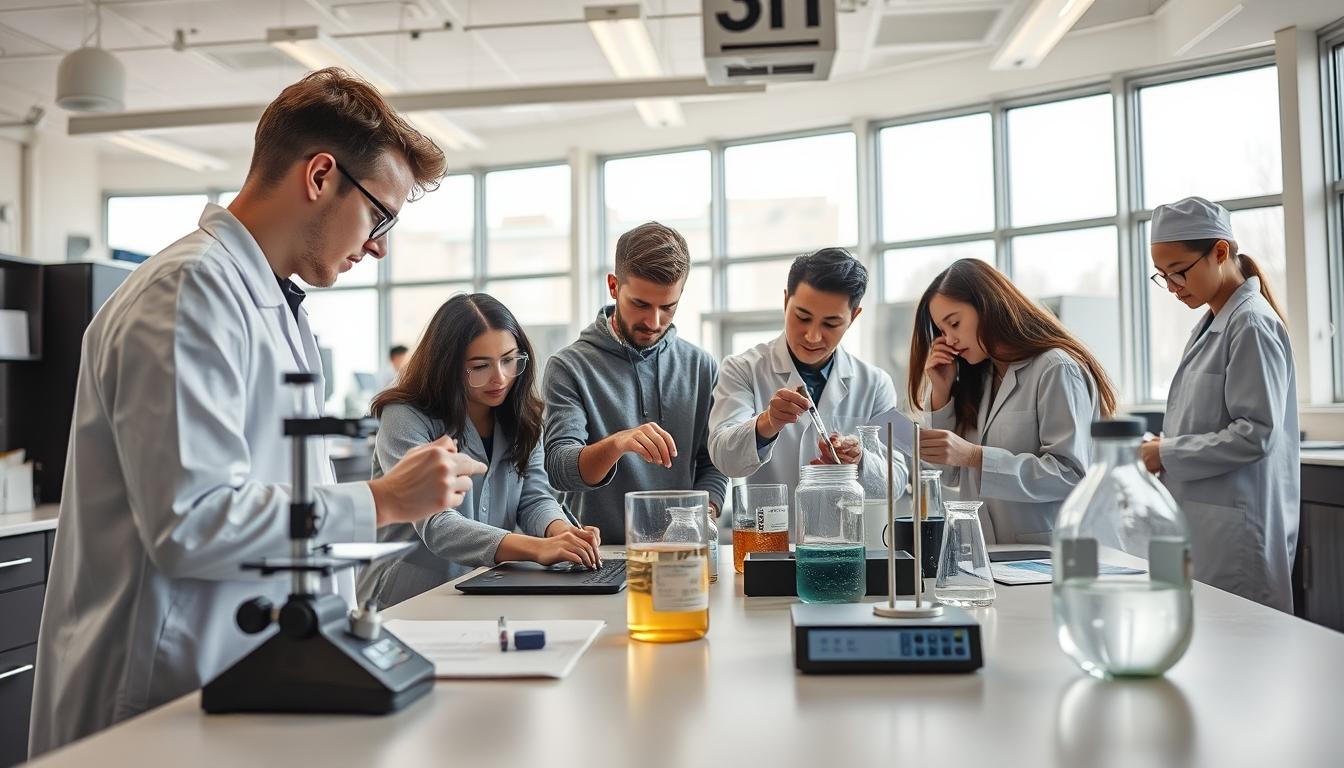 Students collaborating in study space